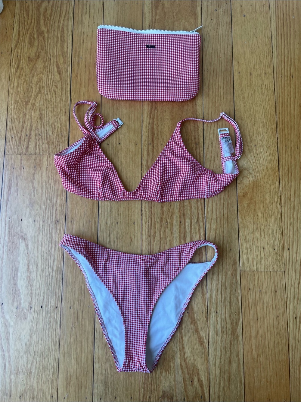 Triangl swimwear Red Gingham Two-Piece Bikini with Zip Pouch